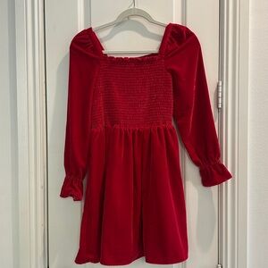 Girls Janie & Jack Red Velvet Long Sleeve Dress
